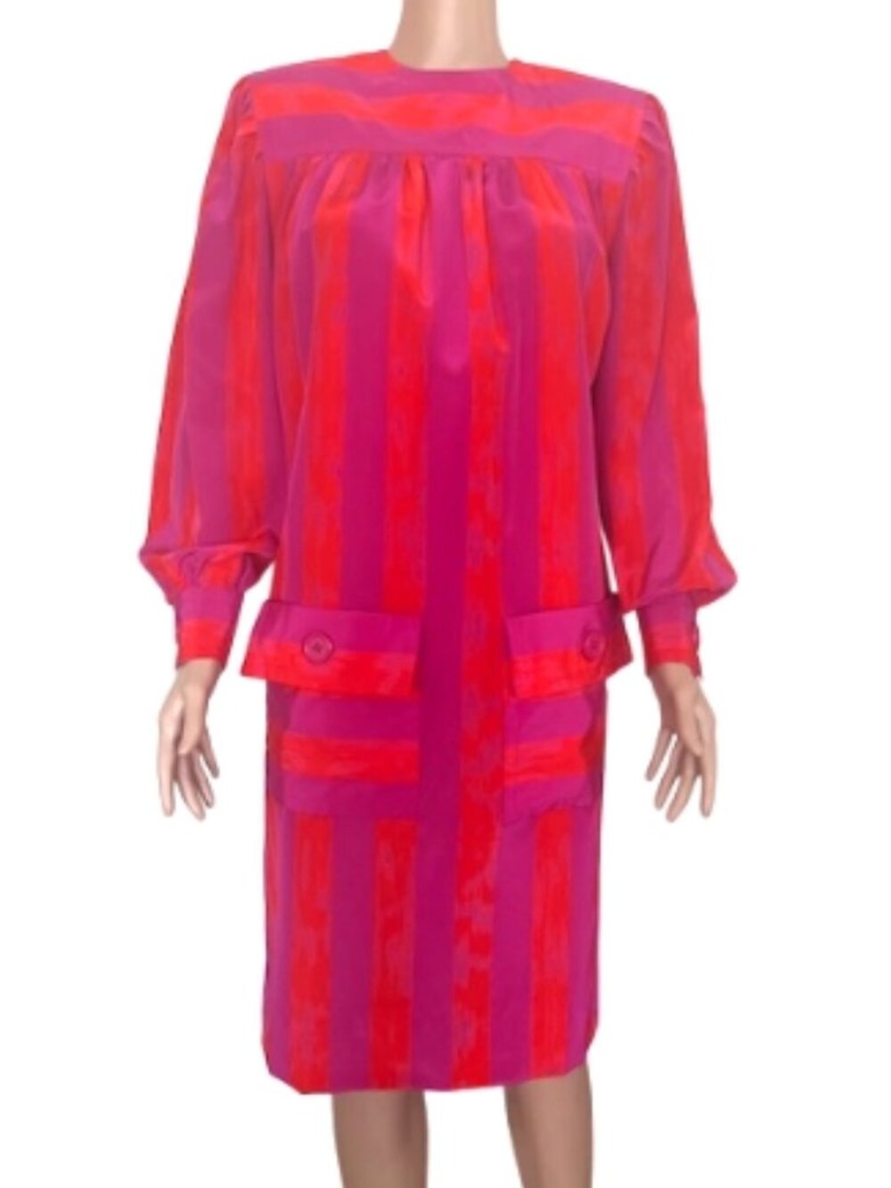Adele Simpson Vintage Striped Dress – Size 6 - Pink/Orange Lightweight Loose fit